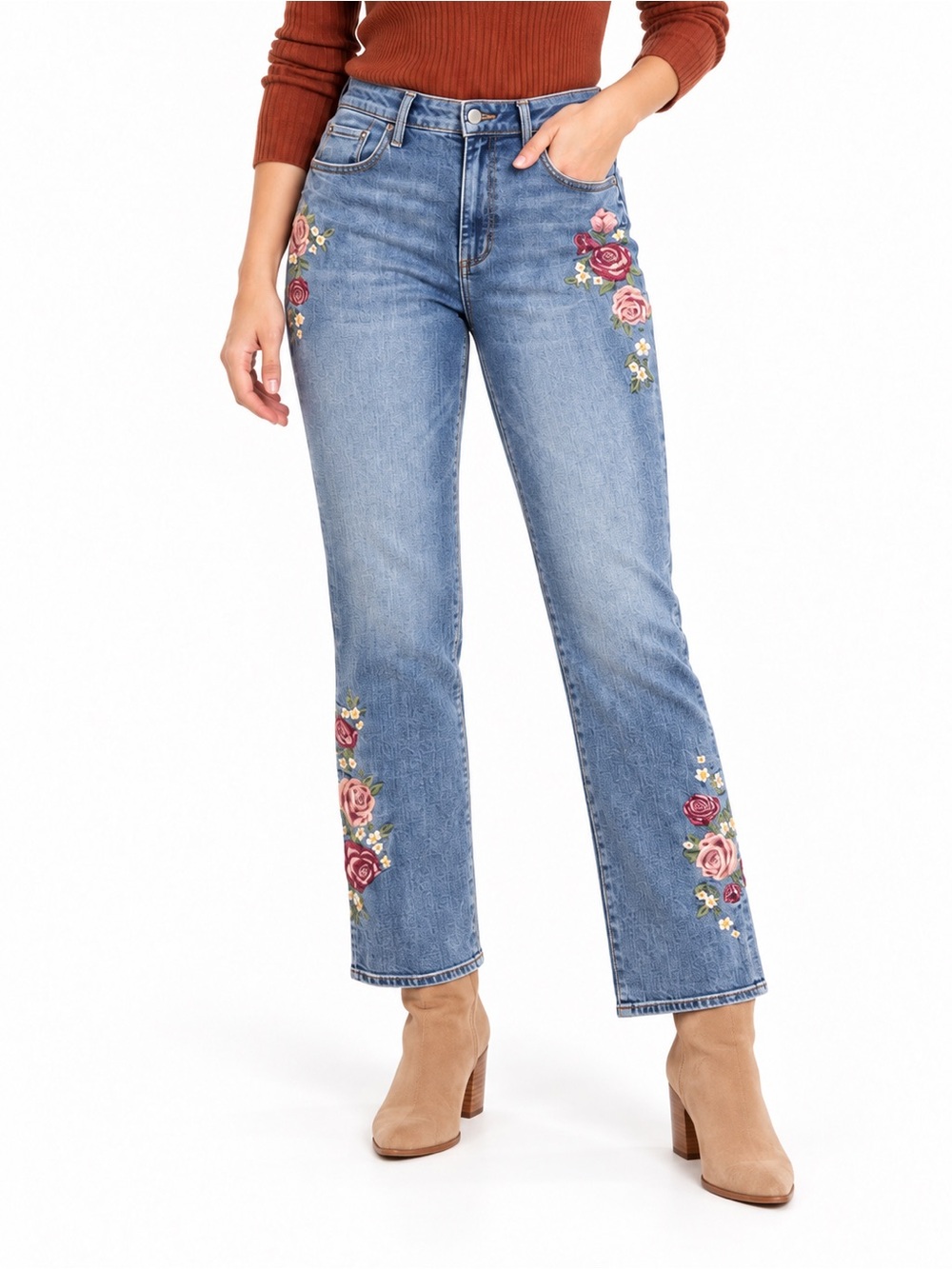 🍁DRIFTWOOD Kylee Bootcut Floral Embroidered Jeans Women Size 12